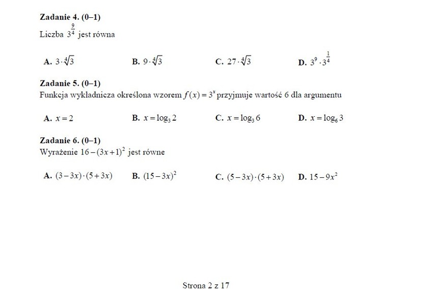 Matura 2015. Przykładowe zadania z matematyki. Poziom podstawowy [ARKUSZE, ODPOWIEDZI]