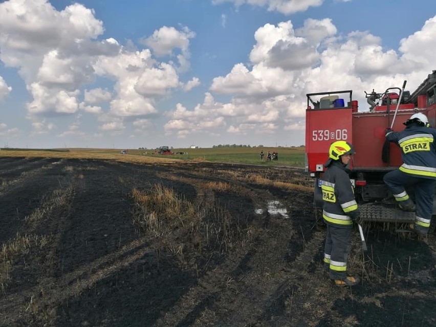 Tragiczny wypadek w Mirowicach - mężczyzna zginął w pożarze prasy do słomy na polu [ZDJĘCIA]