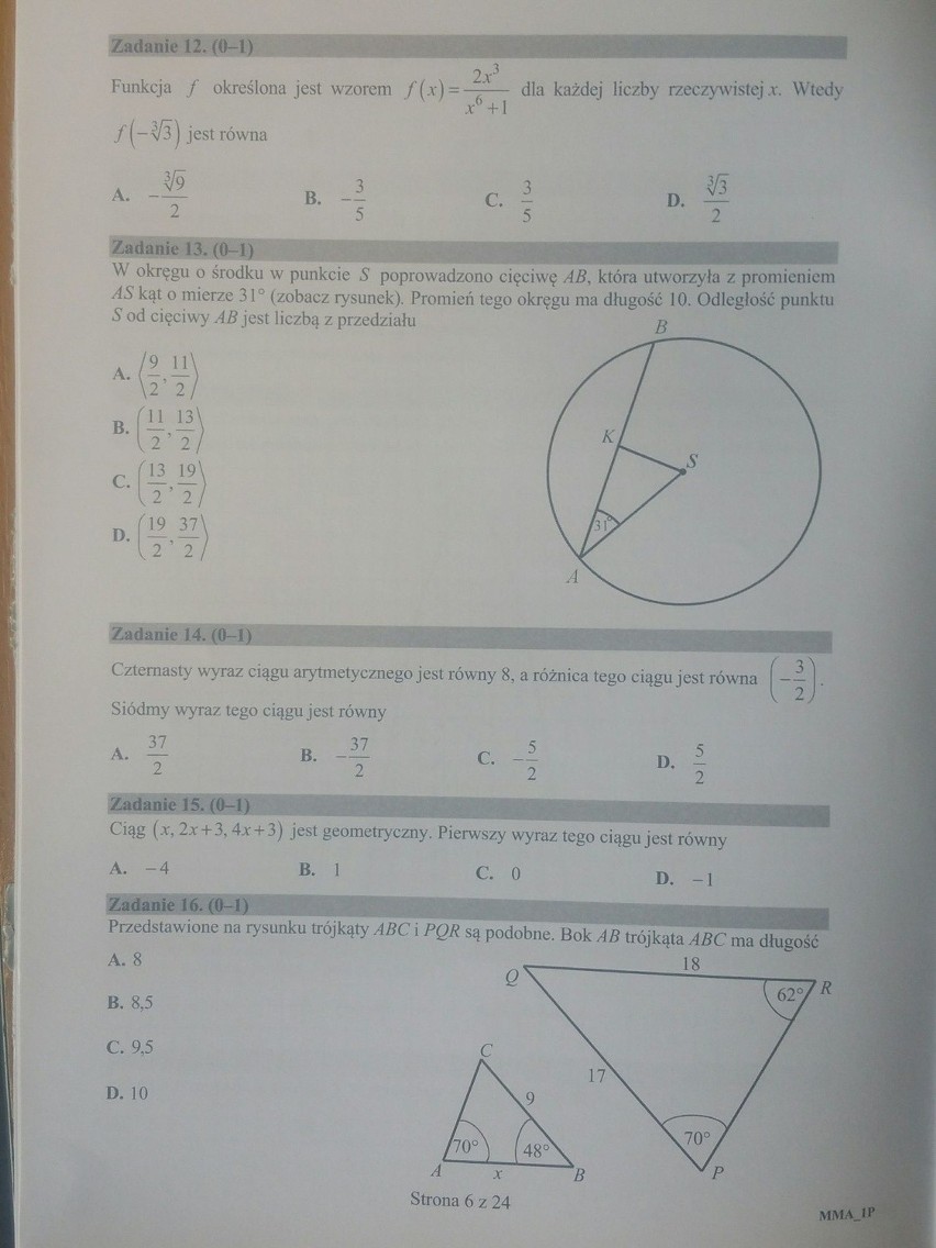 Matura 2016 [MATEMATYKA] Odpowiedzi i arkusze w serwisie EDUKACJA