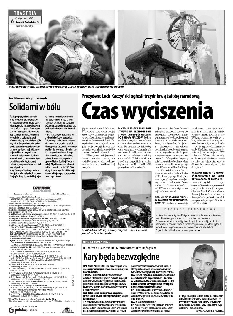 Archiwalne wydanie Dziennika Zachodniego z 30 stycznia 2006...