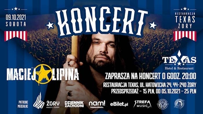 Weź udział w konkursie i wygraj bilety na koncert Macieja Lipiny w Żorach