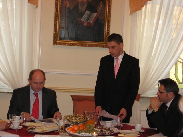 Marszałek Piotr Całbecki i burmistrz Leszek Duszyński podczas jednego ze spotkań w Mogilnie 