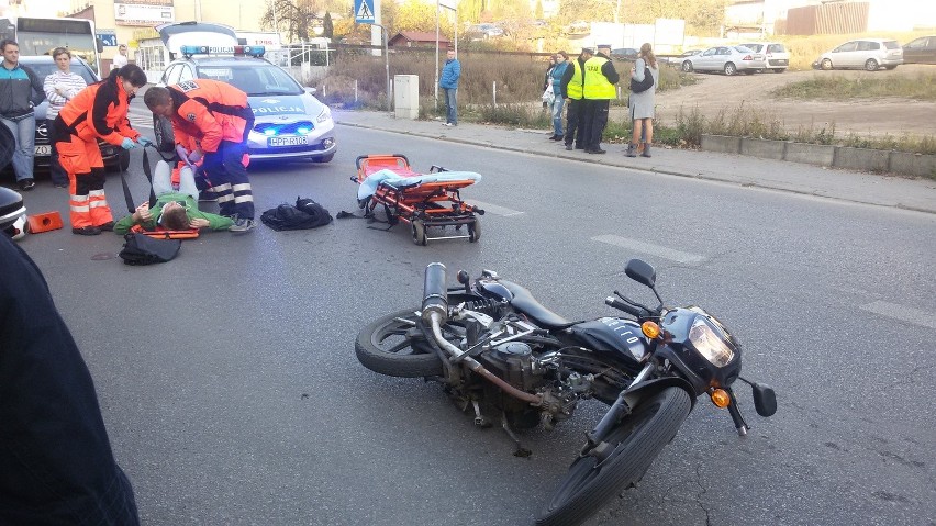 Wypadek motocyklisty w Rybniku