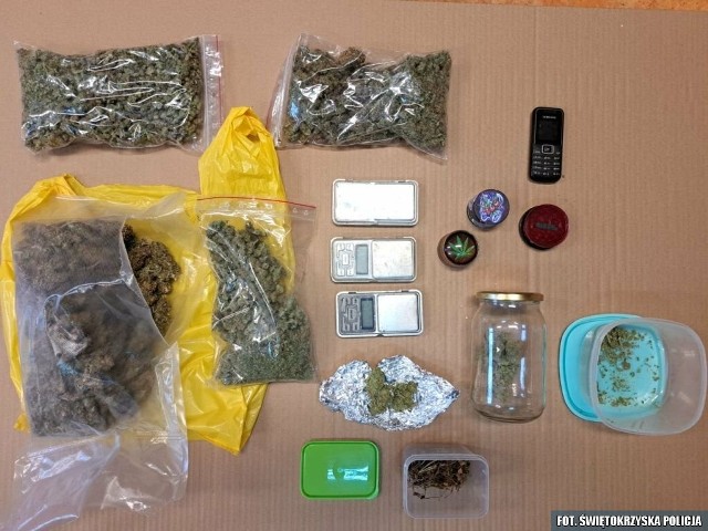 Podczas działań ostrowieccy policjanci zabezpieczyli m.in. ponad pół kilograma marihuany.