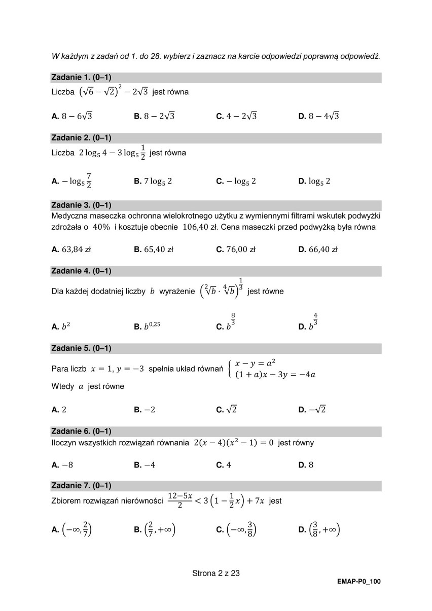 Matura próbna z matematyki poziom podstawowy....