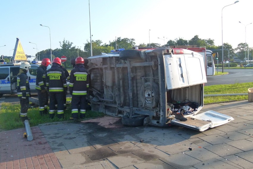 Wypadek na rondzie Biłyka w Łodzi