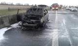 Pożar samochodu na opolskim odcinku autostrady A4. Skoda spłonęła doszczętnie