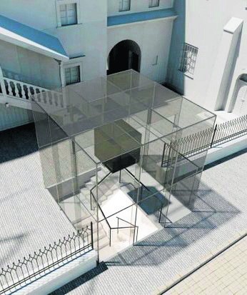 Na razie mamy więc tylko wizualizacje. Po lewej: szklana konstrukcja przed wejściem do Muzeum Teatru na placu św. Ducha...