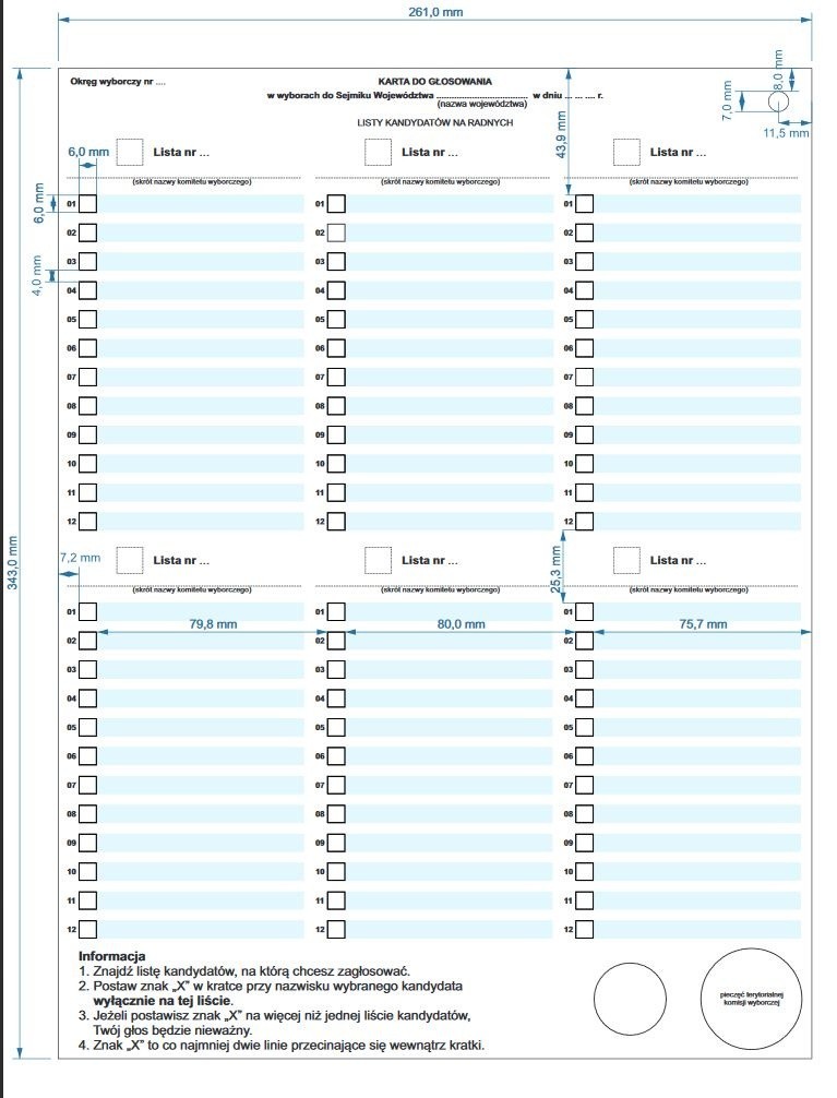 Karta do głosowania 2018. Sejmik województwa. Wybory...