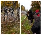 Imigranci niszczą zasieki na granicy polsko - białoruskiej (zdjęcia, wideo)