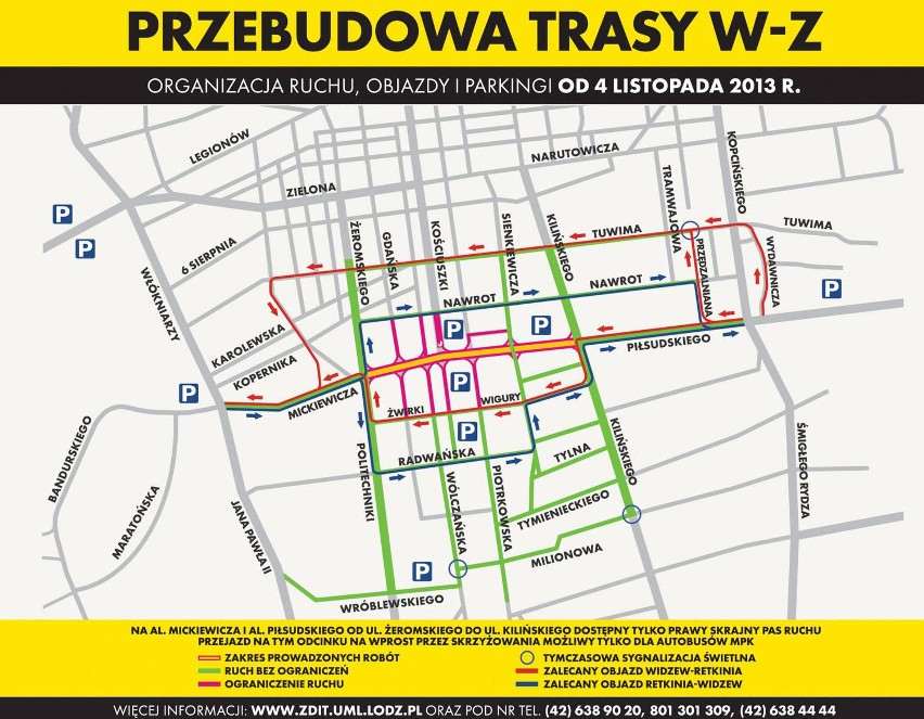 Trasa W-Z w Łodzi: ulotki z nową organizacją ruchu dla mieszkańców [MAPY]