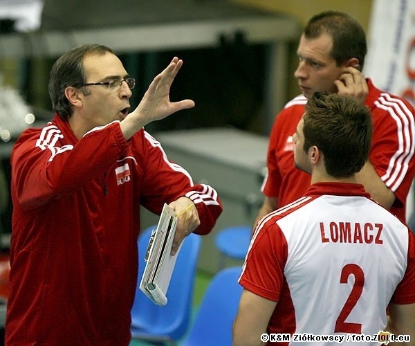 Na zdjęciu Grzegorz Łomacz oraz trener reprezentacji Polski- Daniel Castellani.