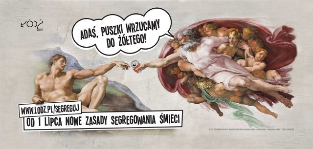 "Stworzenie Adama" Michała Anioła w służbie segregacji śmieci.