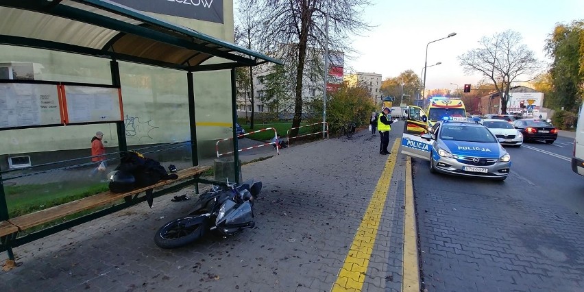 Motocykl uderzył w przystanek i ludzi czekających na autobus...
