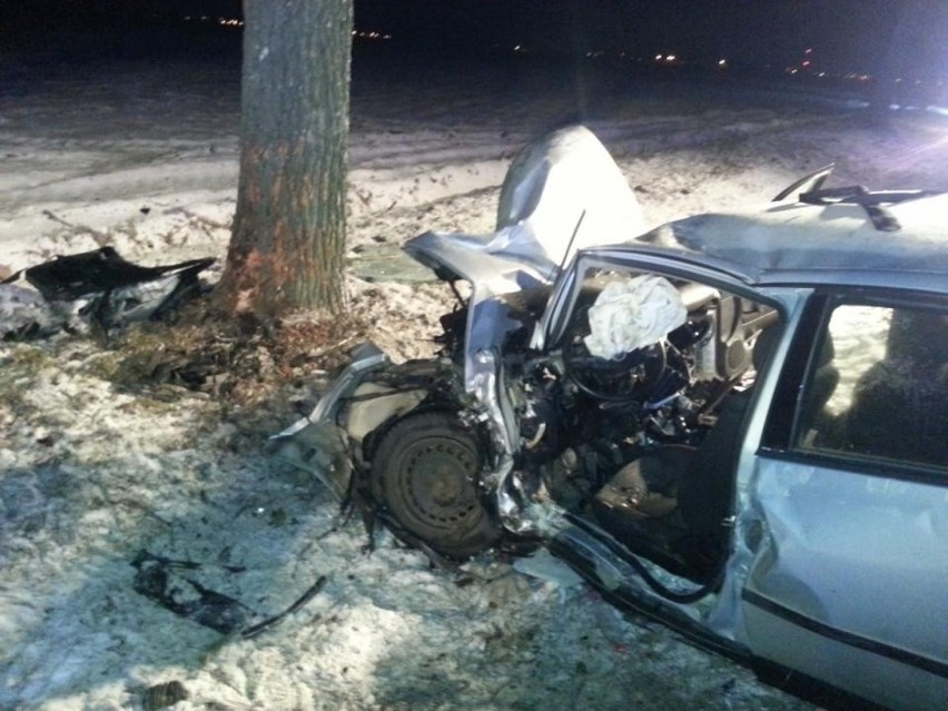 Wypadek pod Stęszewem: Samochód uderzył w drzewo