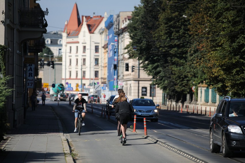 To już ostatnie chwile ścieżki rowerowej na Grzegórzeckiej