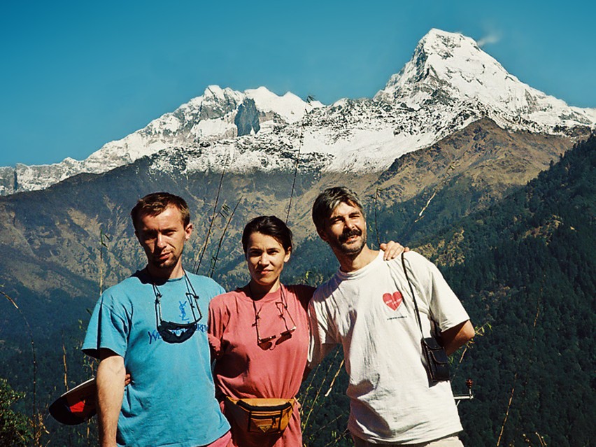 Himalaje 1995. Od lewej: Mirosław Dedyk, Dorota Radlak i...