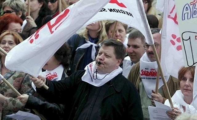 Protest nauczycieli Solidarności.