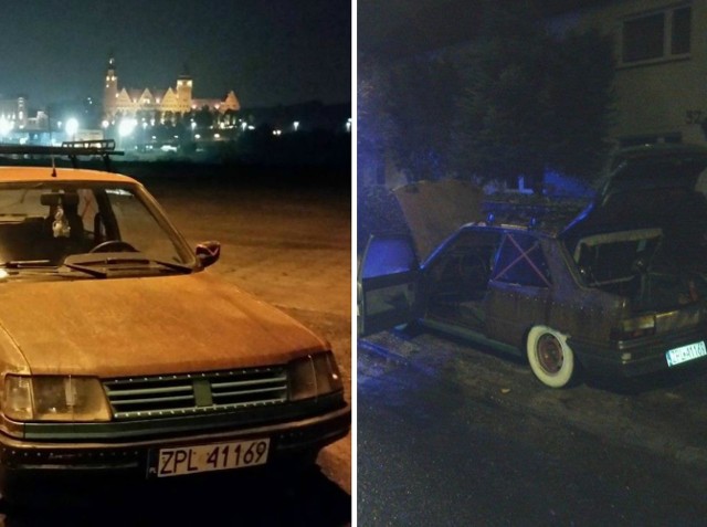 Tak wyglądało przerobione auto (po lewej), w nocy z piątku na sobotę Złomek został zniszczony.