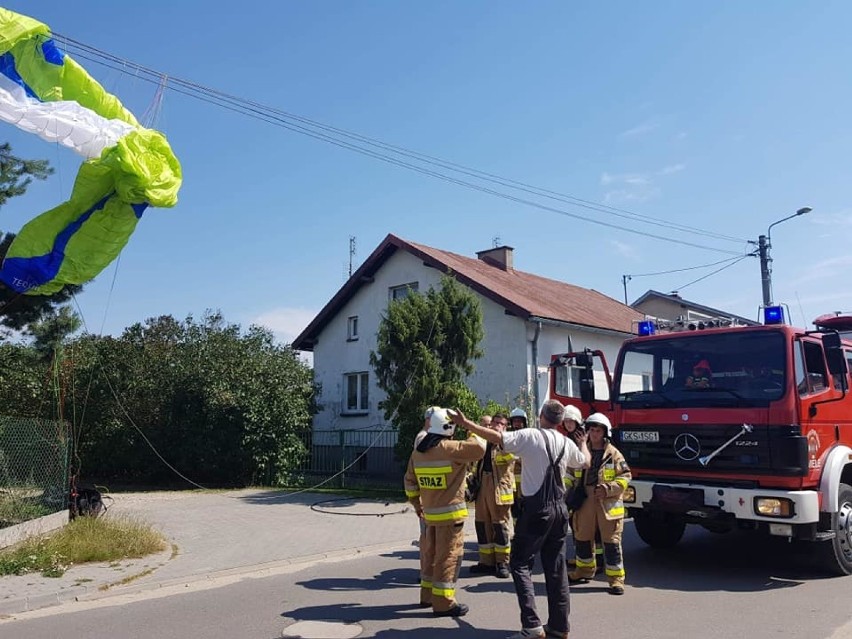 Wypadek paralotniarza koło Wiela 8.08.2020