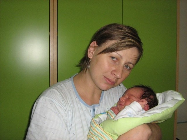 Szymon Bakuła z mamą