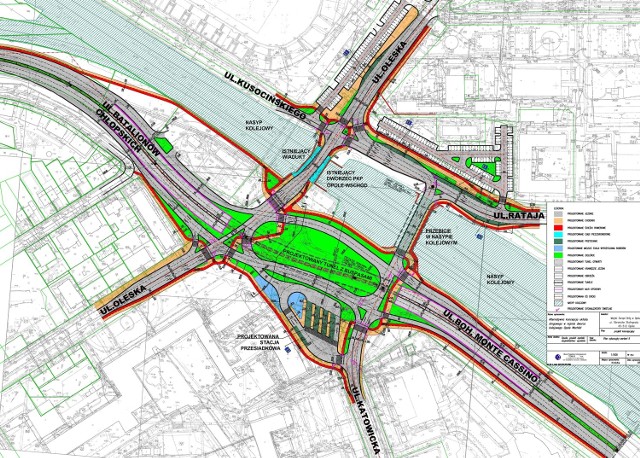Koncepcja zmian na skrzyżowaniu ulic Oleskiej, Batalionów Chłopskich i Bohaterów Monte Cassino.