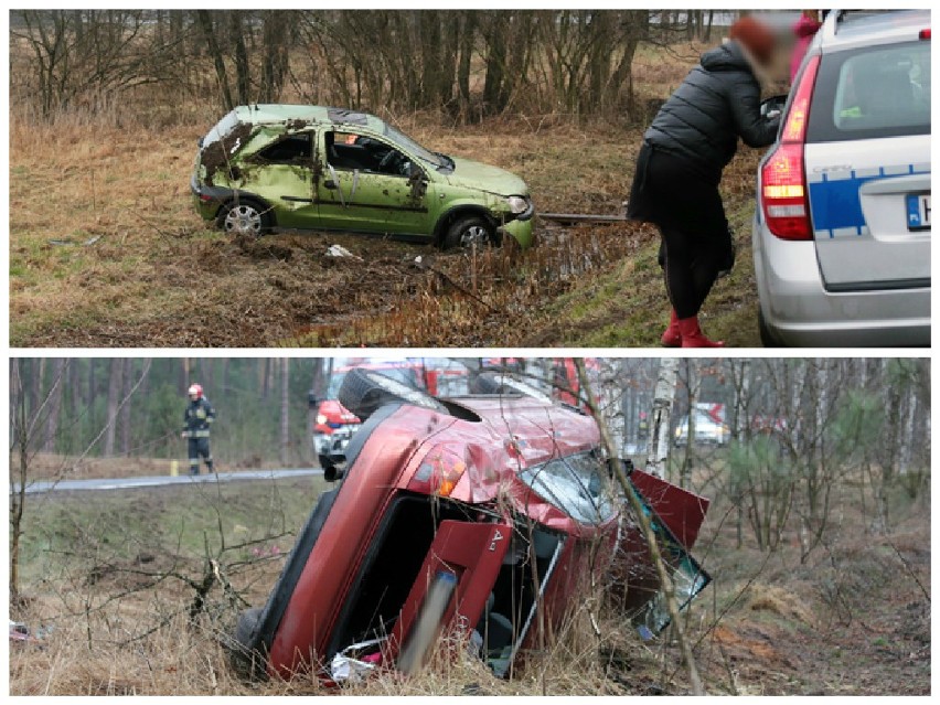 Opel dachował na tzw. trasie śmierci za Świdnicą (zdjęcia)