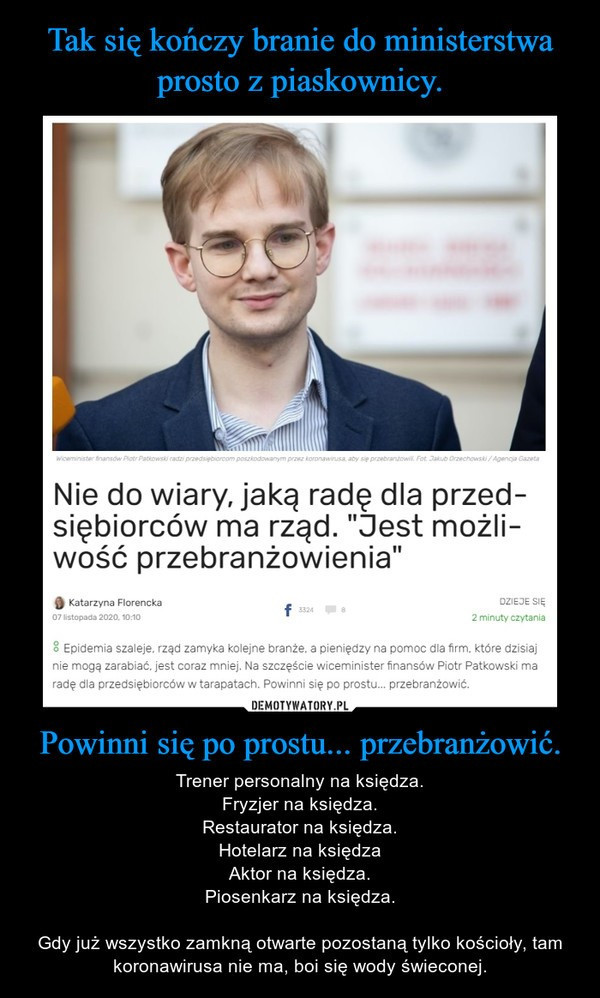 Patkowski Na Koronawirusie Konsument Si Bogaci MEMY Wiceminister 