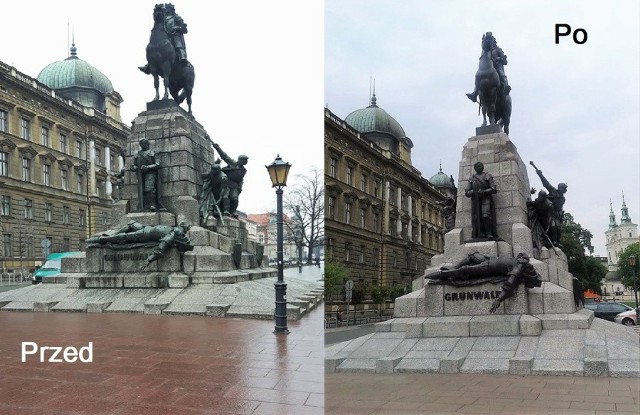 Pomnik Grunwaldzki przed i po remoncie
