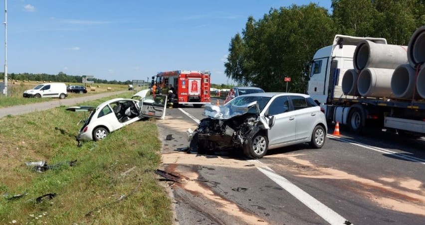 Wypadek koło Szczercowa.
