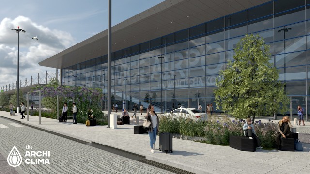 Na wizualizacjach widać jak po zrealizowaniu projektu LIFE Archiclima będzie wyglądał teren lotniska w Pyrzowicach. Warto porównać z aktualnymi zdjęciami