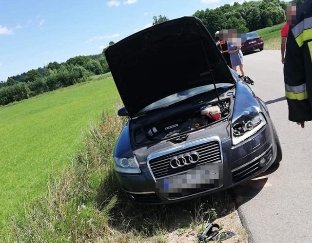 Butrymowce. Audi zderzyło się z krową. Samochód uszkodzony. Zwierzę uciekło