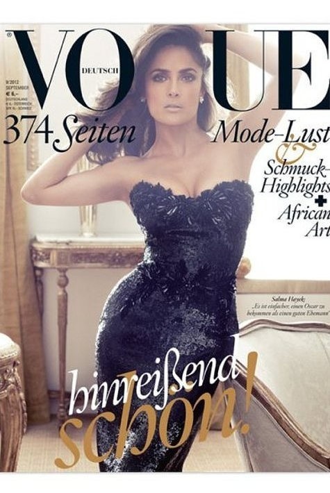 Salma Hayek pojawiła się na okładce niemieckiego wydania "Vogue'a". (fot. internet)