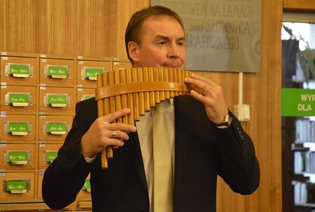 Oleg Dowgal wystąpił w bibliotece w Pińczowie.