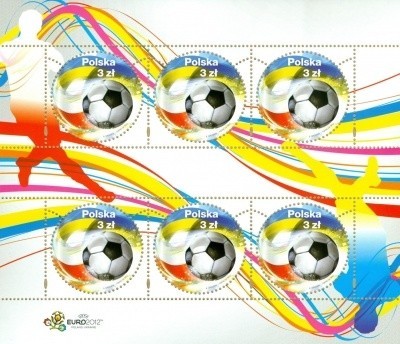 Poczta Polska. Znaczki i koperta z UEFA EUR0 2012