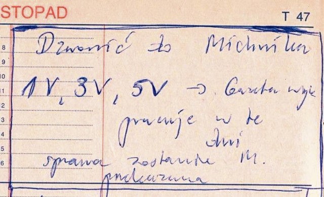 Notatka Jarosława Ziętary przypominająca o telefonie do redaktora naczelnego „Gazety Wyborczej” Adama Michnika