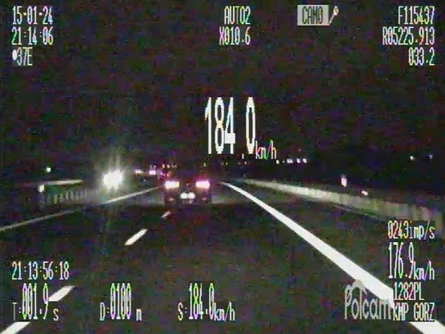 Mężczyzna jechał trasą S3 koło Gorzowa z prędkością 184 km/h.