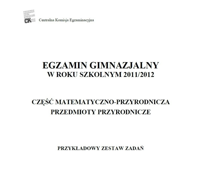 Egzamin gimnazjalny 2015. Część przyrodnicza. Przykładowe...