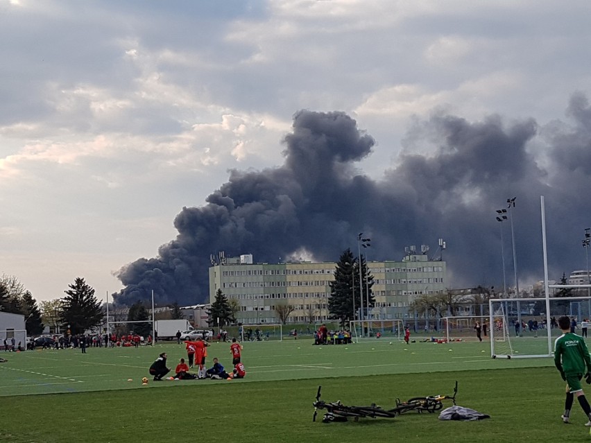 Potężny pożar niedaleko stadionu Wrocław [FILMY, ZDJĘCIA]