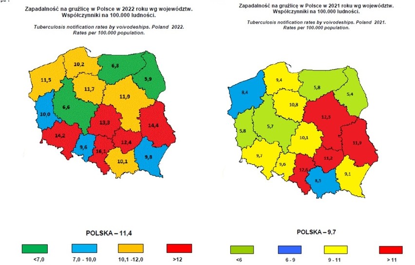Źródło: Gruźlica i Choroby Układu Oddechowego w Polsce w...