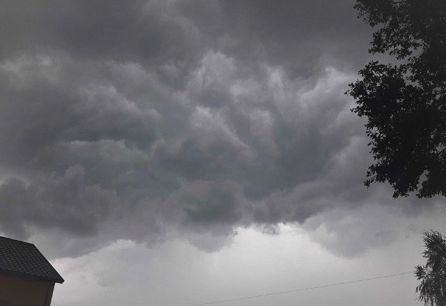 Zdjęcie chmury burzowej wykonane w Tokarni. Burza przyniosła tu intensywne opady deszczu o natężeniu 38,4 mm/1 godzinę (dane z własnej stacji meteo)