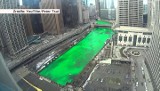 Fluorescencyjna woda w rzece w Chicago