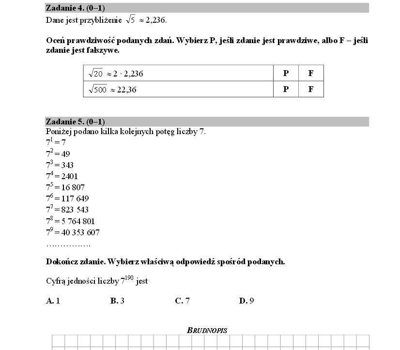 Egzamin gimnazjalny matematyka arkusz CKE odpowiedzi