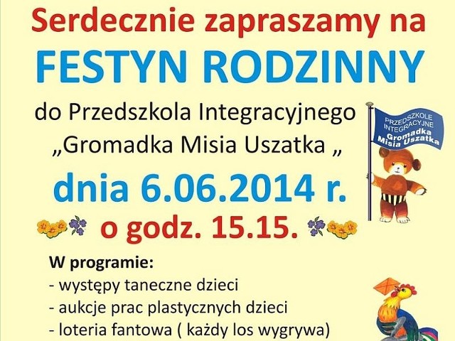 W przedszkolu "Gromadka Misia Uszatka&#8221; w Skwierzynie odbędzie się rodzinny festyn.