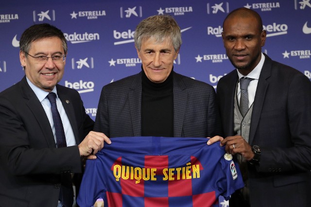 Josep Maria Bartomeu, Quique Setien i Eric Abidal