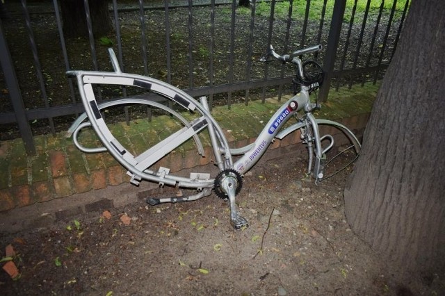 Tyle zostało z roweru znalezionego w parku Reymonta...