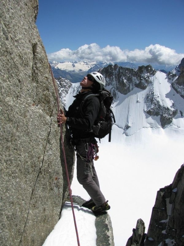 Paweł Kowalski w ścianie Grand Capucin.