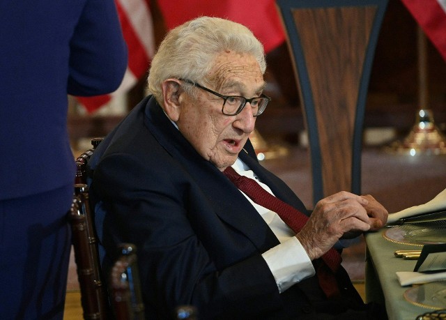 Były sekretarz stanu USA Henry Kissinger na lunchu w Departamencie Stanu USA w Waszyngtonie, 1 grudnia 2022 r.