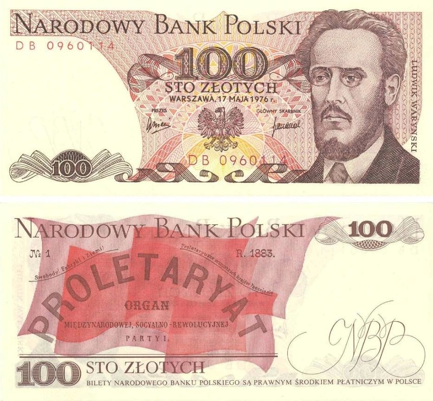 Banknot 100 zł przedstawiał Ludwika Waryńskiego. To...