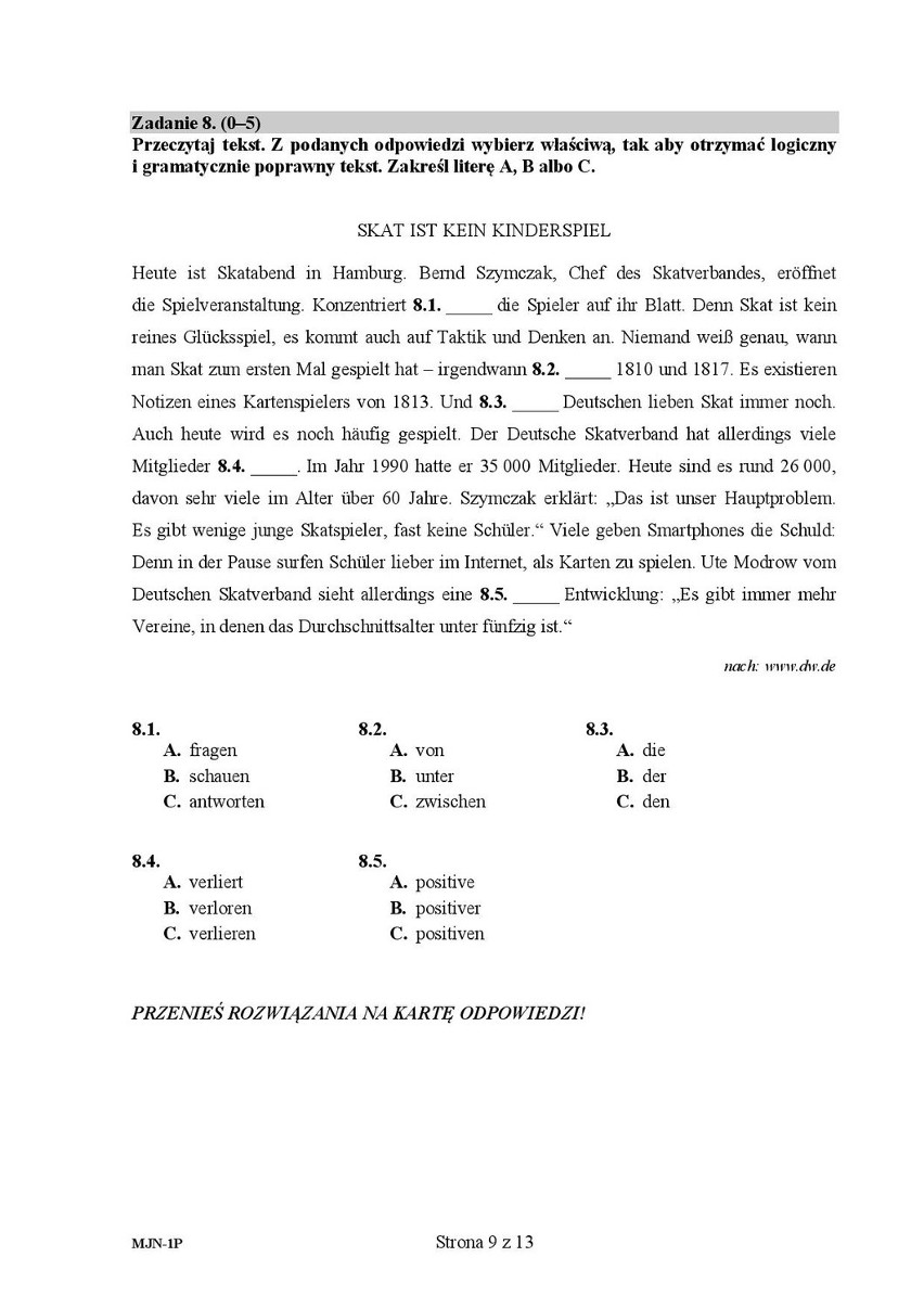 Matura 2016: Niemiecki podstawa [ODPOWIEDZI, ARKUSZ CKE]